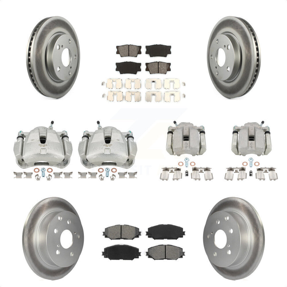 Front Rear Disc Brake Caliper Coated Rotors And Semi-Metallic Pads Kit (10Pc) For Toyota RAV4 KCG-100791S by Transit Auto