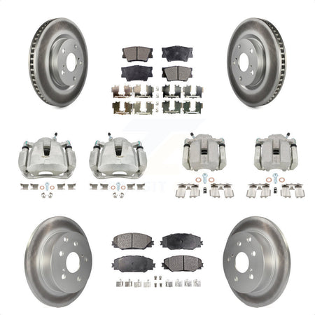 Front Rear Disc Brake Caliper Coated Rotors And Ceramic Pads Kit (10Pc) For Toyota RAV4 KCG-100791T by Transit Auto