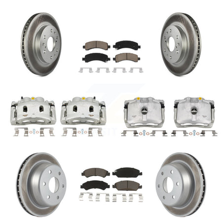 Front Rear Brake Caliper Coat Rotors & Ceramic Pad Kit (10Pc) For Chevrolet Express 1500 KCG-100792C