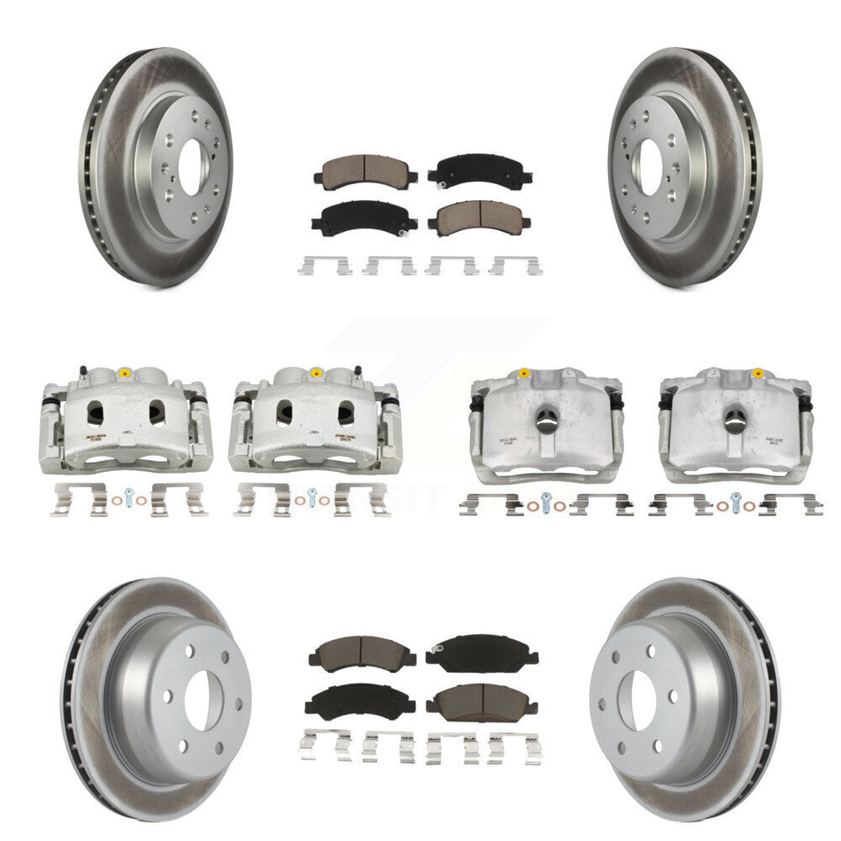 Front Rear Brake Caliper Coat Rotors & Ceramic Pad Kit (10Pc) For Chevrolet Express 1500 KCG-100792C