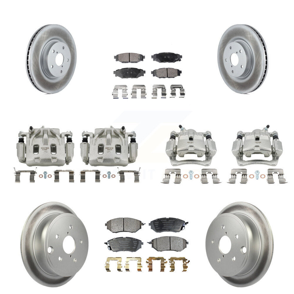 Front Rear Disc Brake Caliper Coat Rotor And Semi-Metallic Pad Kit (10Pc) For Subaru WRX KCG-100792P