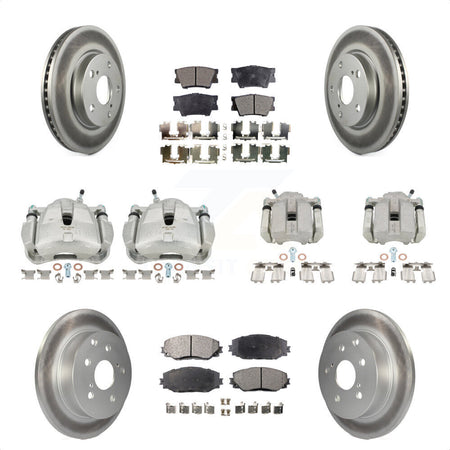 Front Rear Disc Brake Caliper Coated Rotors And Ceramic Pads Kit (10Pc) For Toyota RAV4 KCG-100792T by Transit Auto