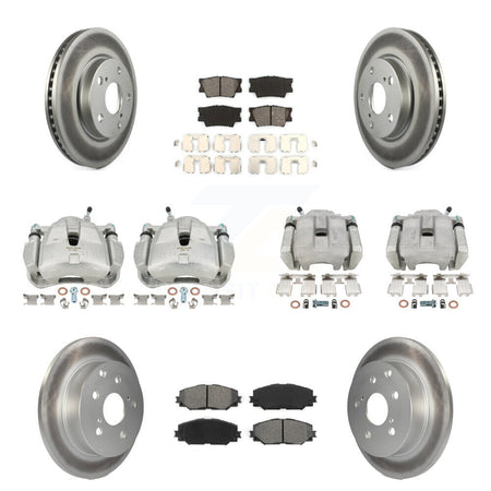 Front Rear Disc Brake Caliper Coat Rotor Semi-Metallic Pad Kit (10Pc) For Toyota RAV4 LE KCG-100793S