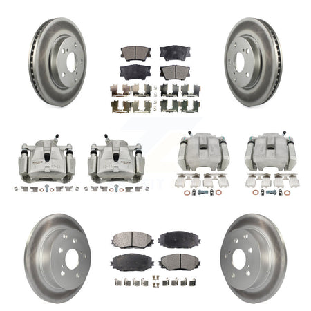 Front Rear Disc Brake Caliper Coated Rotors And Ceramic Pads Kit (10Pc) For Toyota RAV4 KCG-100793T