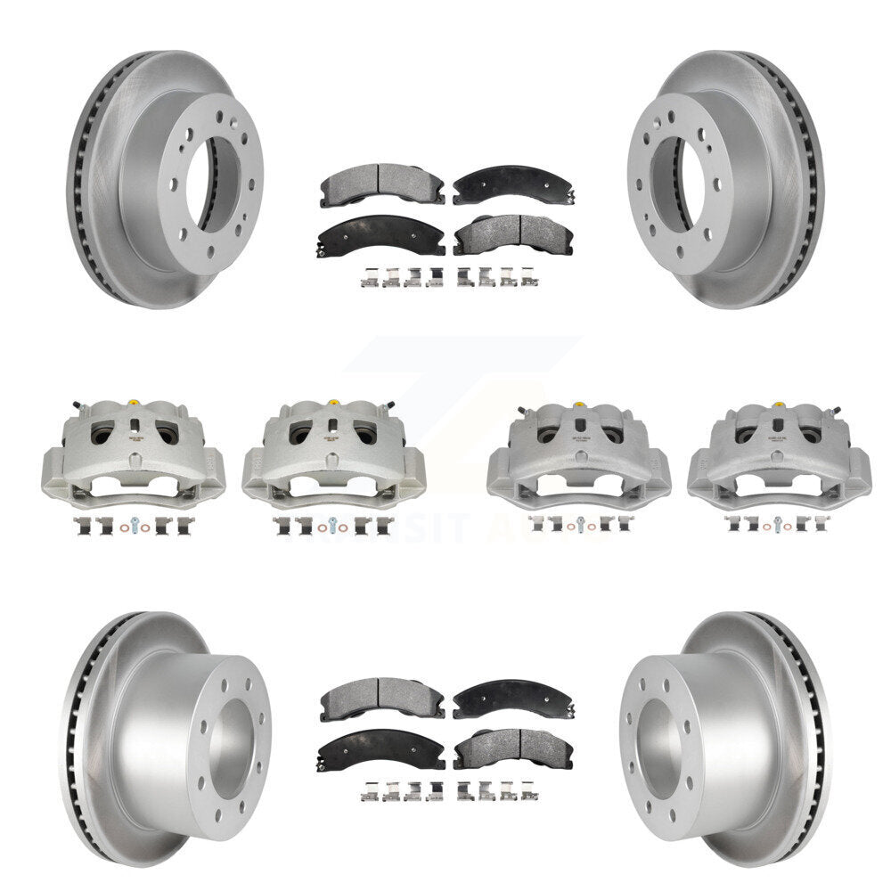 Front Rear Brake Caliper Coat Rotors Semi-Metallic Pad Kit (10Pc) For GMC Sierra 3500 HD KCG-100794P