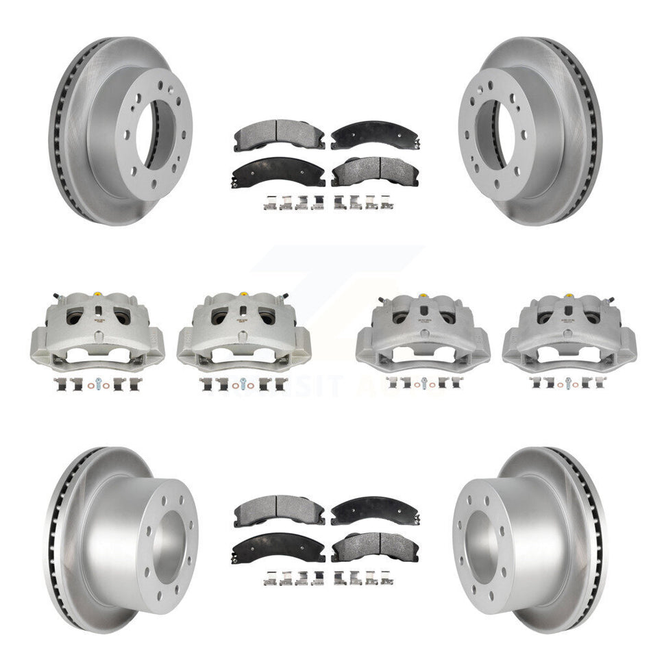 Front Rear Brake Caliper Coat Rotors Semi-Metallic Pad Kit (10Pc) For GMC Sierra 3500 HD KCG-100794P