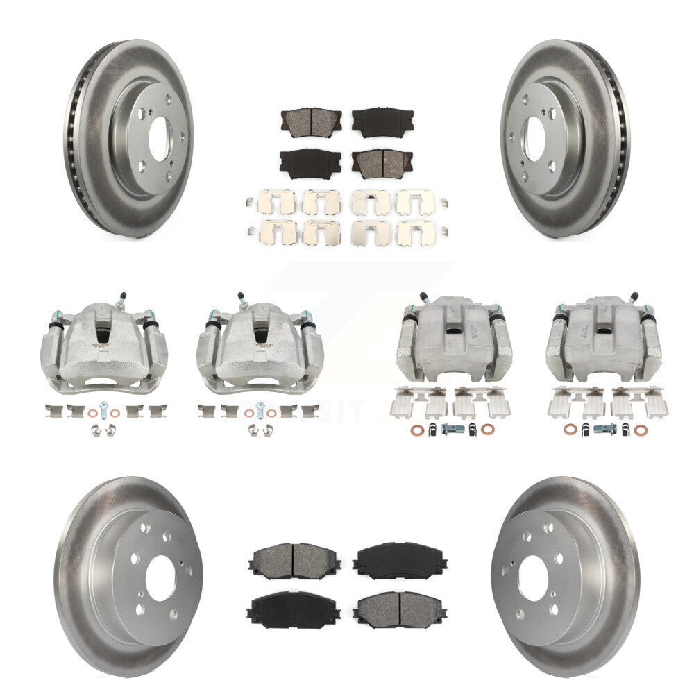 Front Rear Disc Brake Caliper Coat Rotor Semi-Metallic Pad Kit (10Pc) For Toyota RAV4 LE KCG-100794S