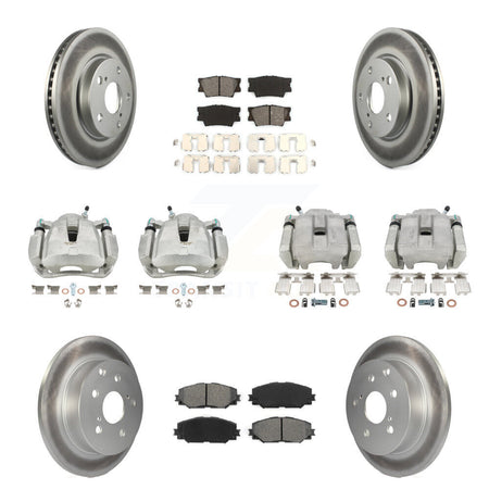 Front Rear Disc Brake Caliper Coat Rotor Semi-Metallic Pad Kit (10Pc) For Toyota RAV4 LE KCG-100794S