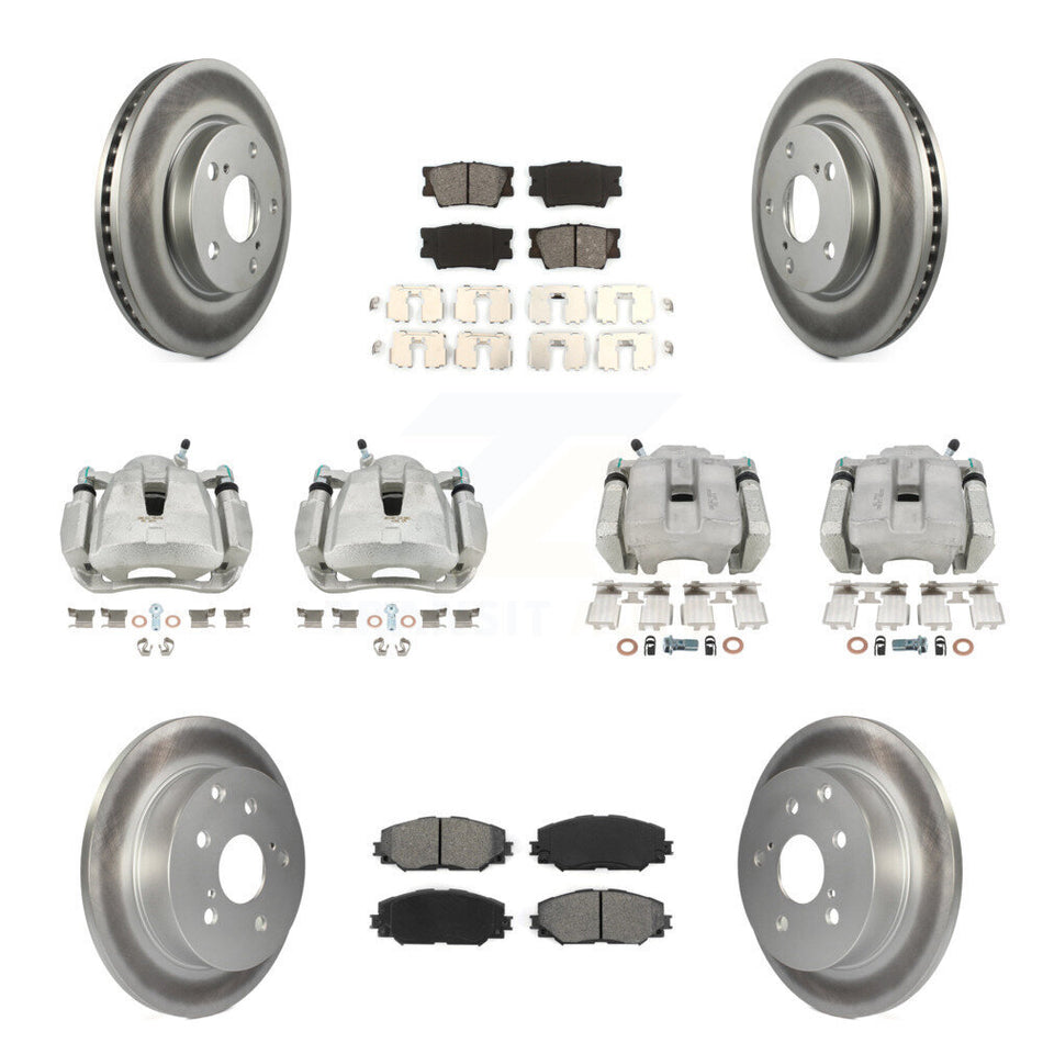 Front Rear Disc Brake Caliper Coat Rotor Semi-Metallic Pad Kit (10Pc) For Toyota RAV4 LE KCG-100794S