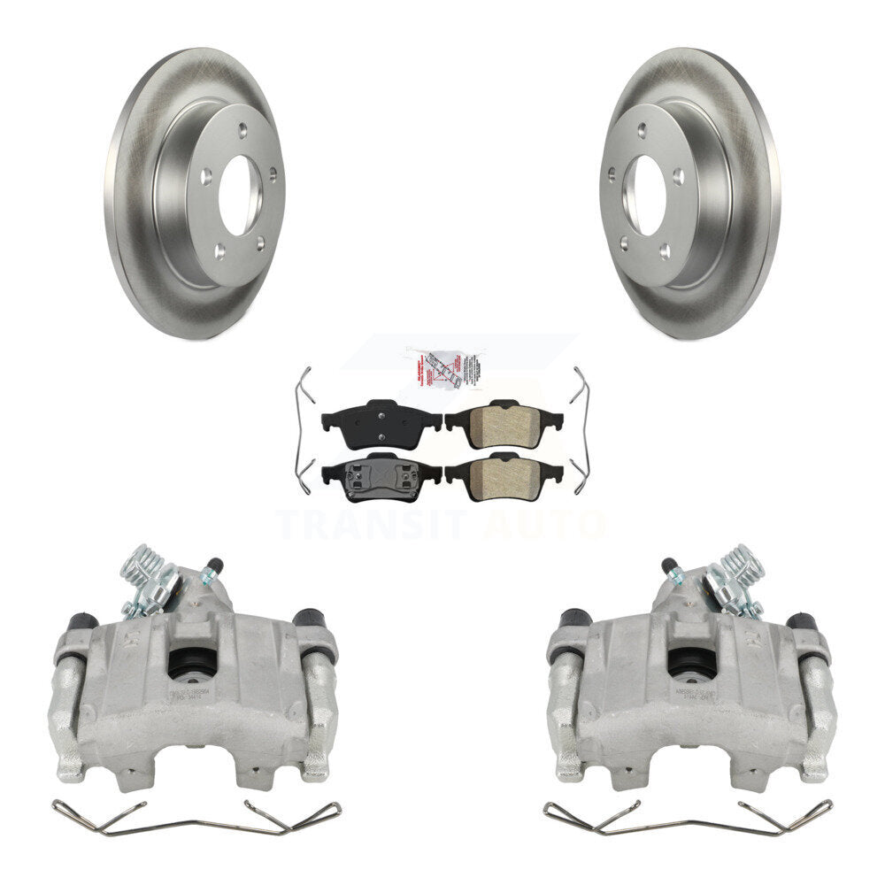 Rear Disc Brake Caliper Coat Rotors And Semi-Metallic Pad Kit For 2004-2005 Mazda 3 2.0L KCG-100795N