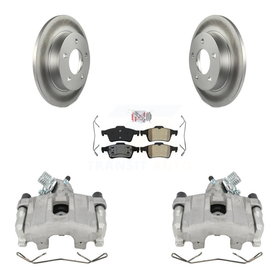 Rear Disc Brake Caliper Coat Rotors And Semi-Metallic Pad Kit For 2004-2005 Mazda 3 2.0L KCG-100795N