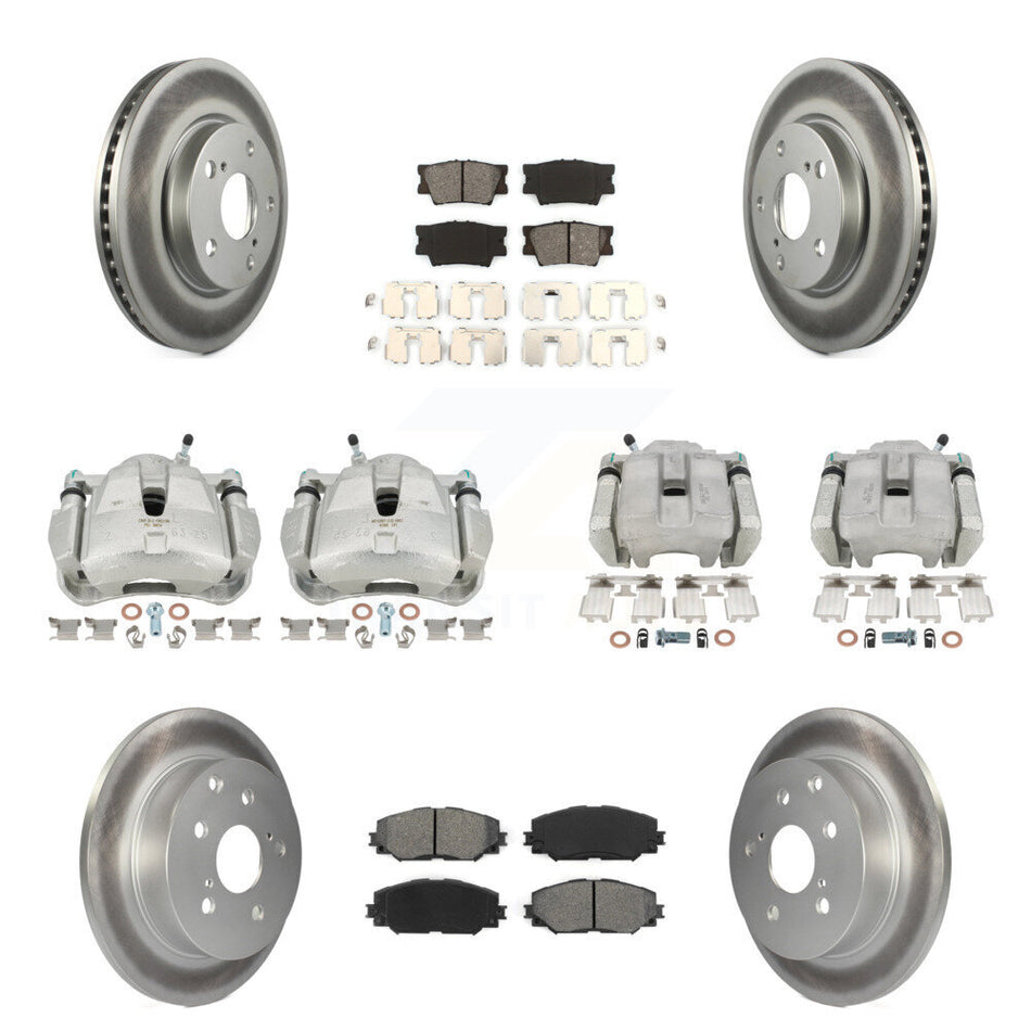 Front Rear Disc Brake Caliper Coat Rotor Semi-Metallic Pad Kit (10Pc) For Toyota RAV4 LE KCG-100795S