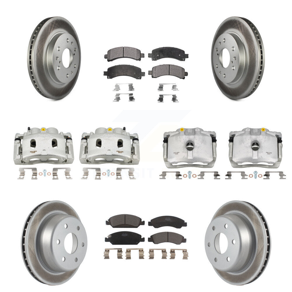 Front Rear Brake Caliper Coat Rotors & Ceramic Pad Kit (10Pc) For Chevrolet Express 1500 KCG-100795T
