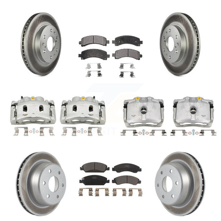 Front Rear Brake Caliper Coat Rotors & Ceramic Pad Kit (10Pc) For Chevrolet Express 1500 KCG-100795T