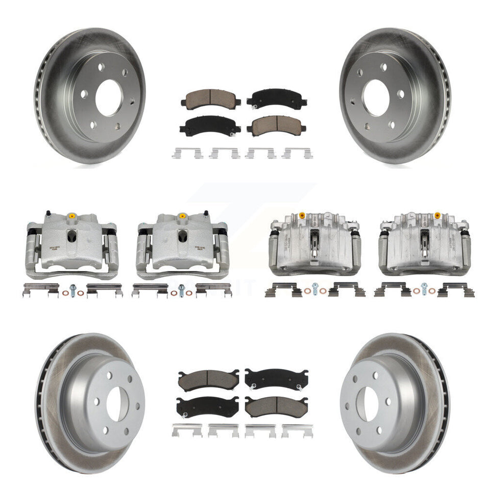 Front Rear Brake Caliper Coat Rotor Ceramic Pad Kit (10Pc) For GMC Yukon Chevrolet Tahoe KCG-100796C