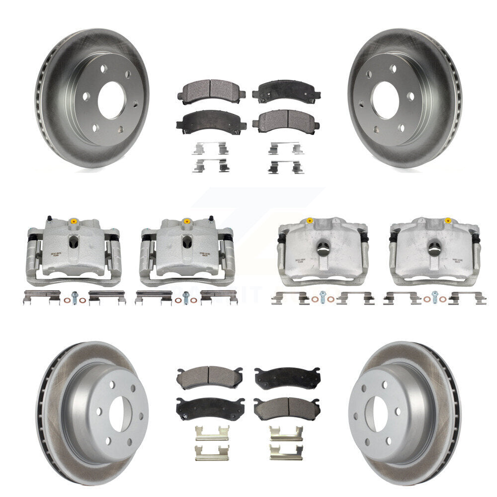 Front Rear Brake Caliper Coat Rotors Ceramic Pad Kit (10Pc) For Chevrolet Avalanche 1500 KCG-100796T