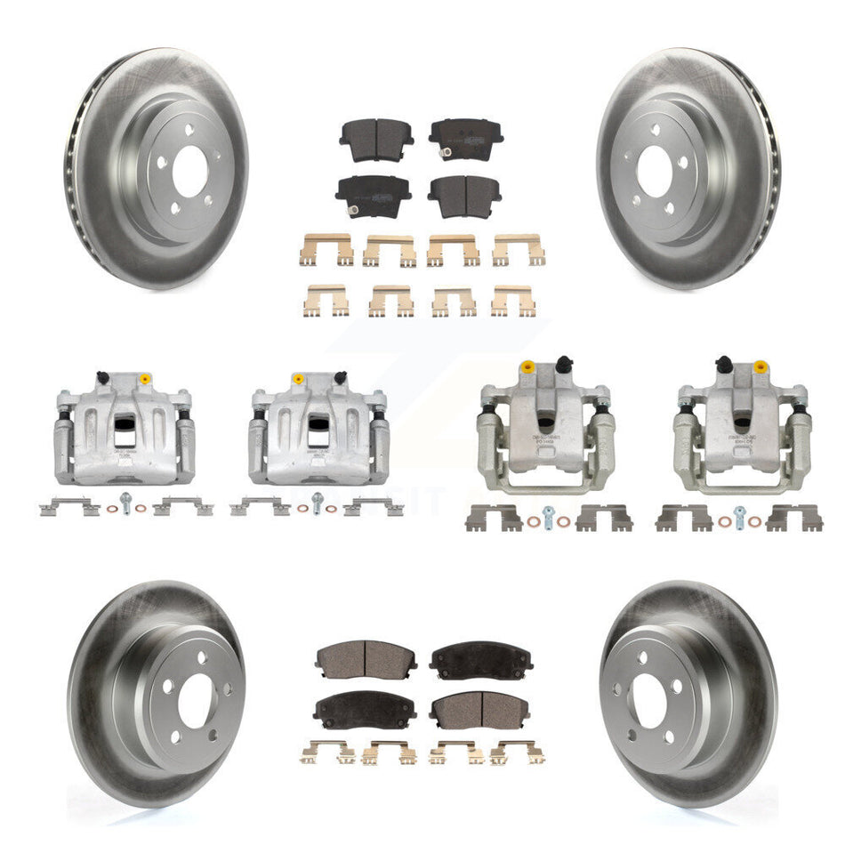Front Rear Disc Brake Caliper Coat Rotors Semi-Metallic Pad Kit (10Pc) For Dodge Charger KCG-100797P