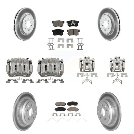 Front Rear Disc Brake Caliper Coat Rotors And Ceramic Pad Kit (10Pc) For Honda Crosstour KCG-100798C