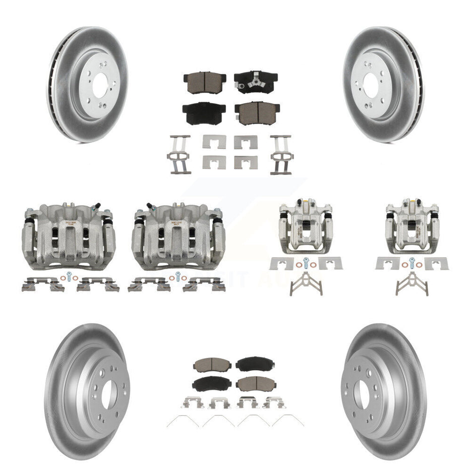 Front Rear Disc Brake Caliper Coat Rotors And Ceramic Pad Kit (10Pc) For Honda Crosstour KCG-100798C