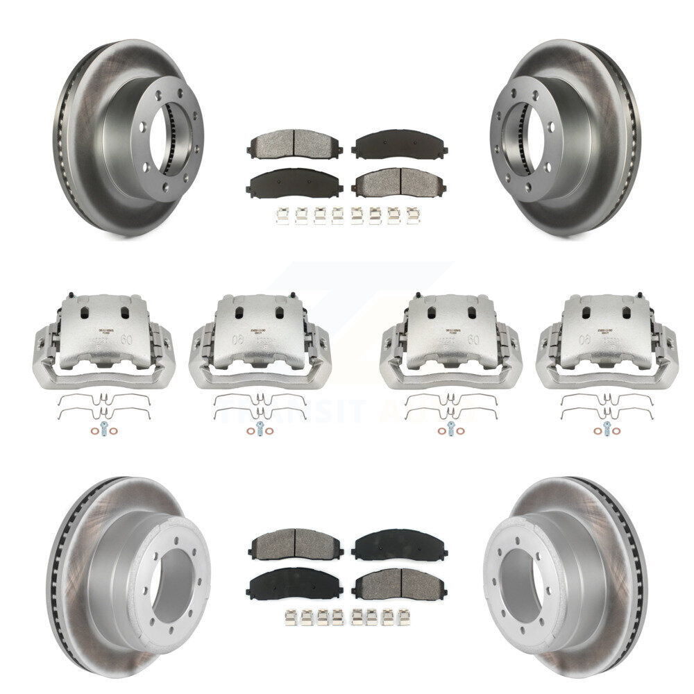 Front Rear Disc Brake Caliper Coated Rotors And Semi-Metallic Pads Kit (10Pc) For KCG-100798S