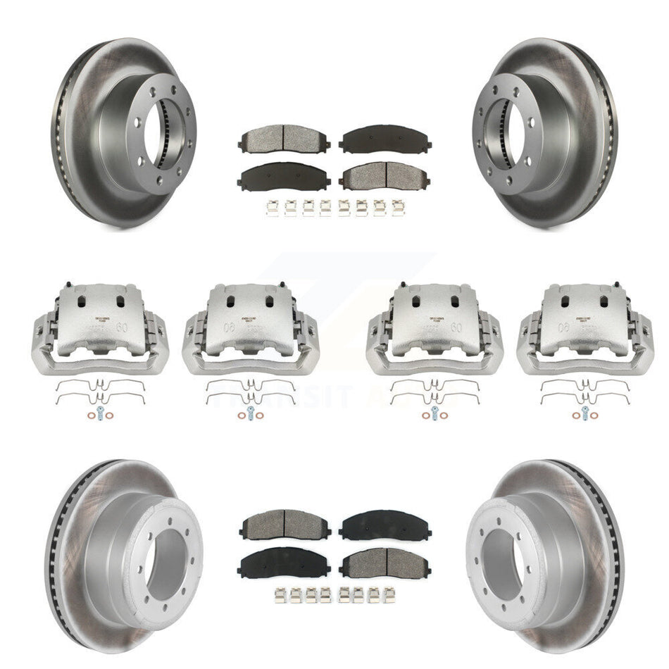 Front Rear Disc Brake Caliper Coated Rotors And Semi-Metallic Pads Kit (10Pc) For KCG-100798S