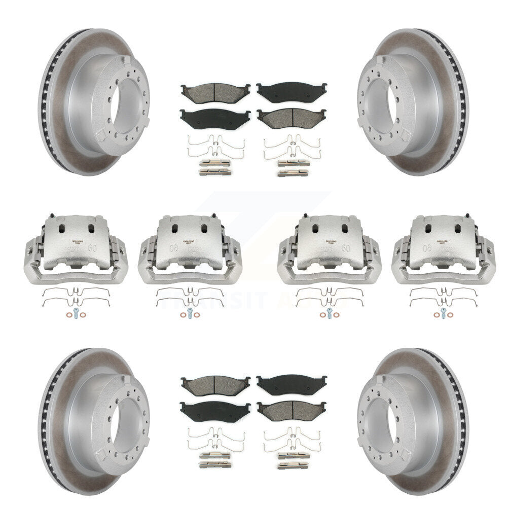 Front Rear Disc Brake Caliper Coated Rotors And Semi-Metallic Pads Kit (10Pc) For KCG-100799S