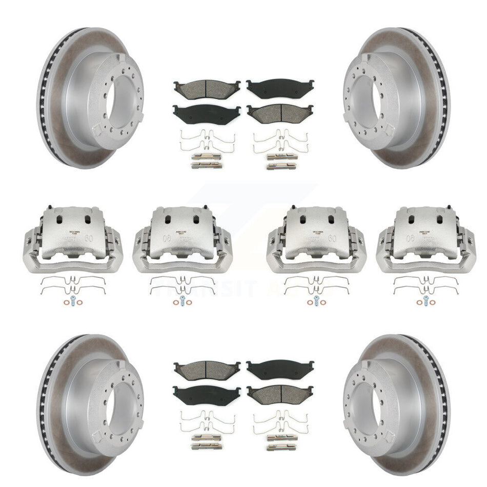 Front Rear Disc Brake Caliper Coated Rotors And Semi-Metallic Pads Kit (10Pc) For KCG-100799S