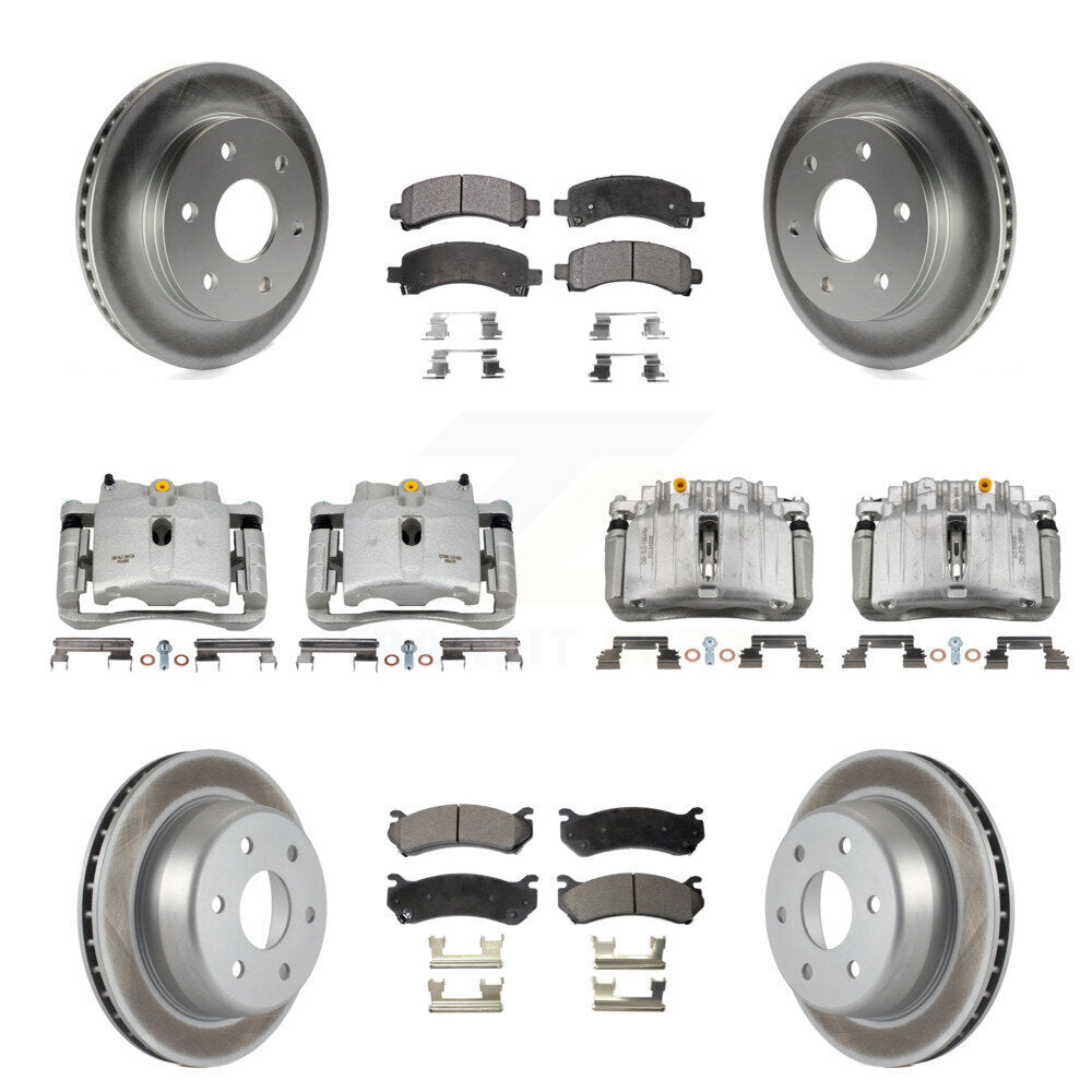 Front Rear Brake Caliper Coat Rotor Ceramic Pad Kit (10Pc) For GMC Yukon Chevrolet Tahoe KCG-100799T