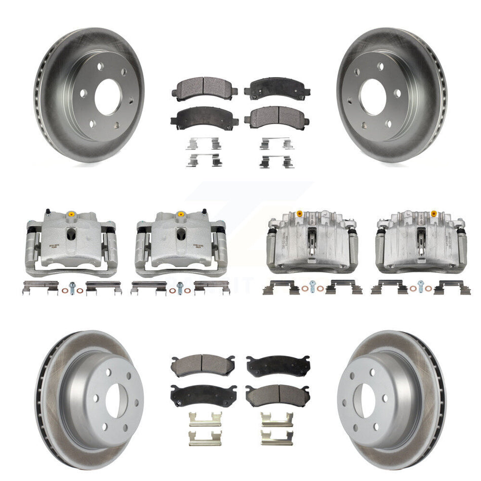 Front Rear Brake Caliper Coat Rotor Ceramic Pad Kit (10Pc) For GMC Yukon Chevrolet Tahoe KCG-100799T