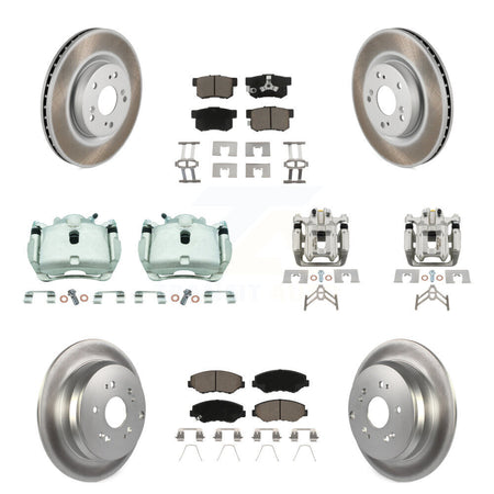 Front Rear Brake Caliper Coat Rotors Ceramic Pad Kit (10Pc) For 2012-2016 Honda CR-V FWD KCG-100800C