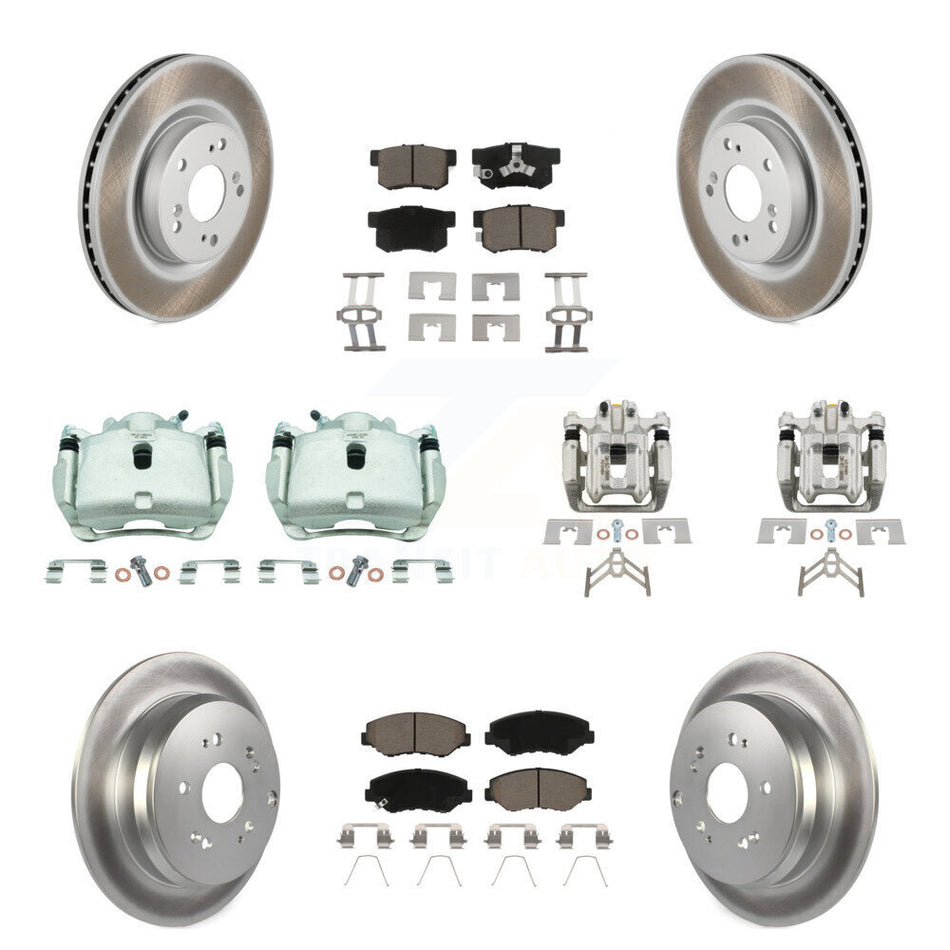 Front Rear Brake Caliper Coat Rotors Ceramic Pad Kit (10Pc) For 2012-2016 Honda CR-V FWD KCG-100800C