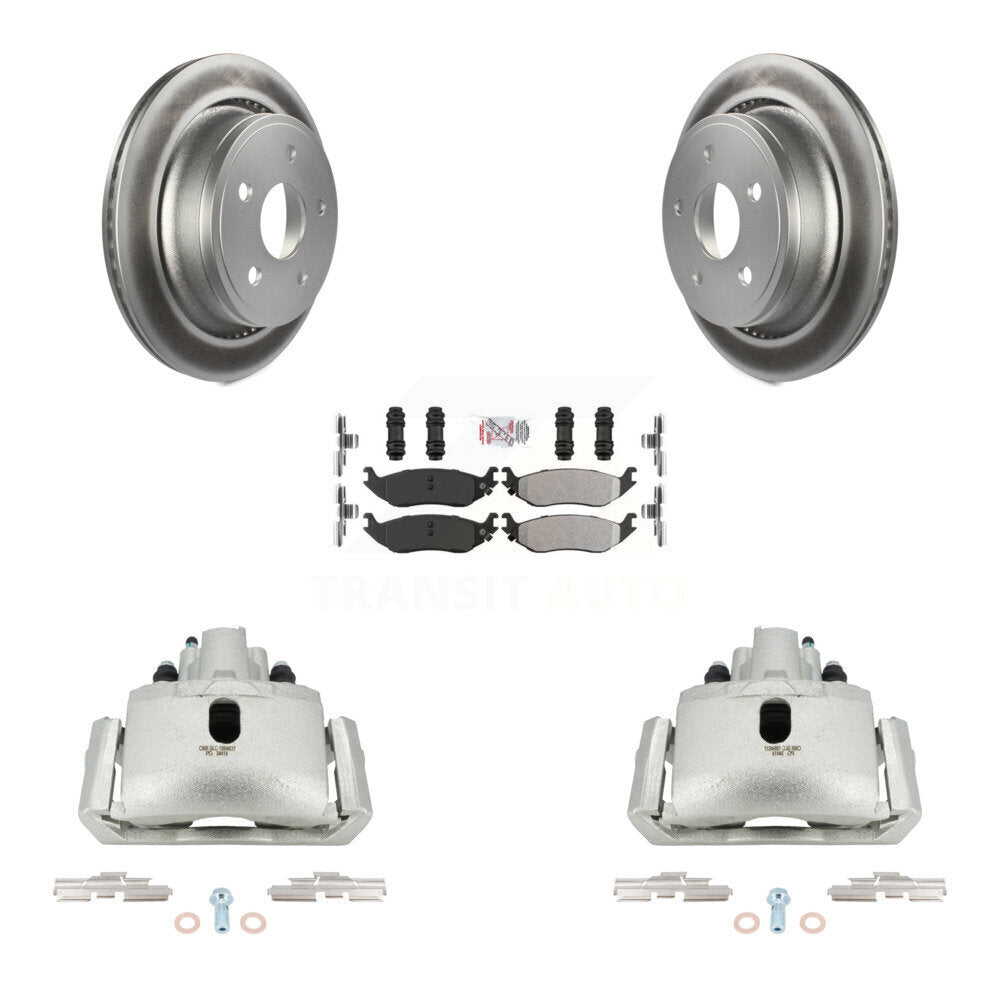 Rear Brake Caliper Coat Rotor & Semi-Metallic Pad Kit For Ram 1500 Classic Dodge Durango KCG-100800N