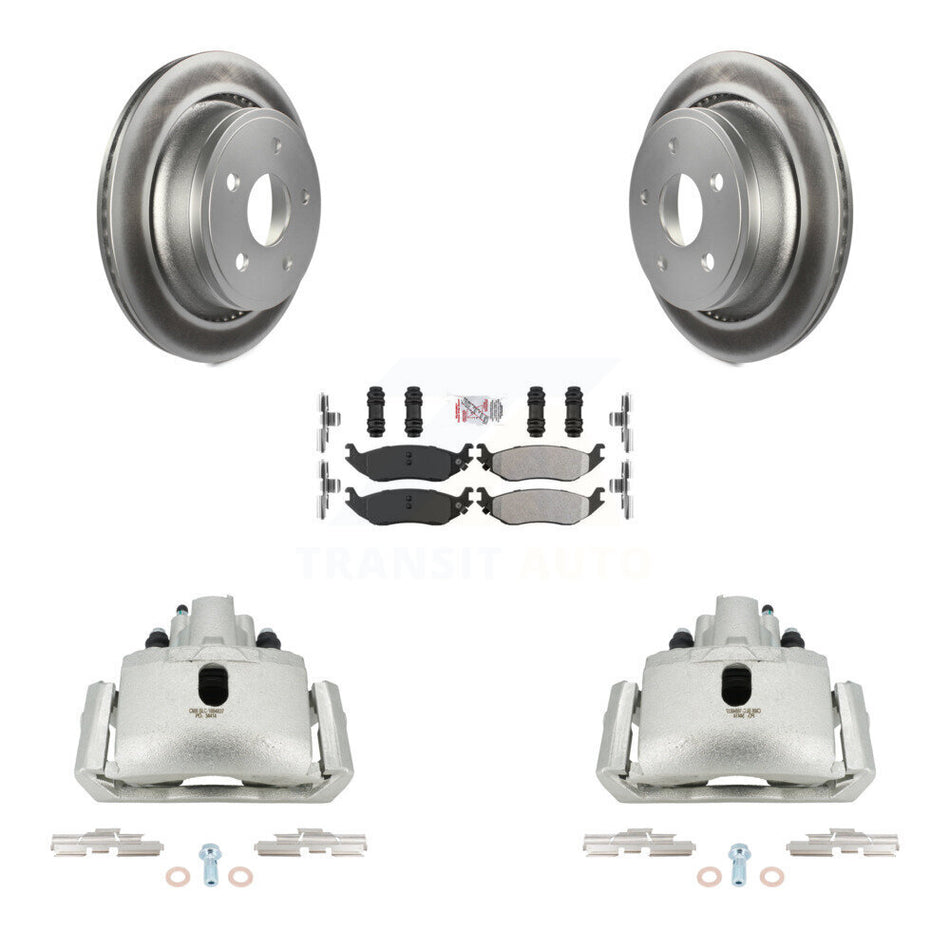 Rear Brake Caliper Coat Rotor & Semi-Metallic Pad Kit For Ram 1500 Classic Dodge Durango KCG-100800N