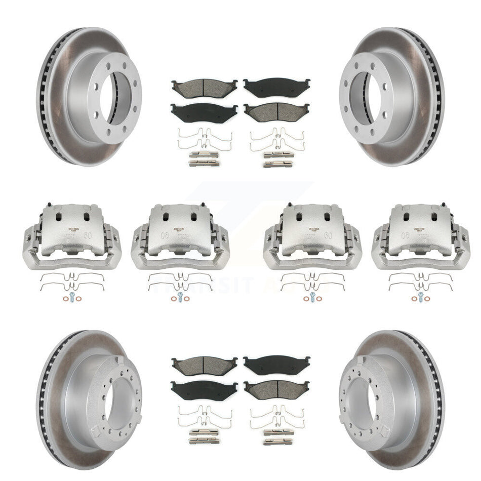 Front Rear Disc Brake Caliper Coated Rotors And Semi-Metallic Pads Kit (10Pc) For KCG-100800S