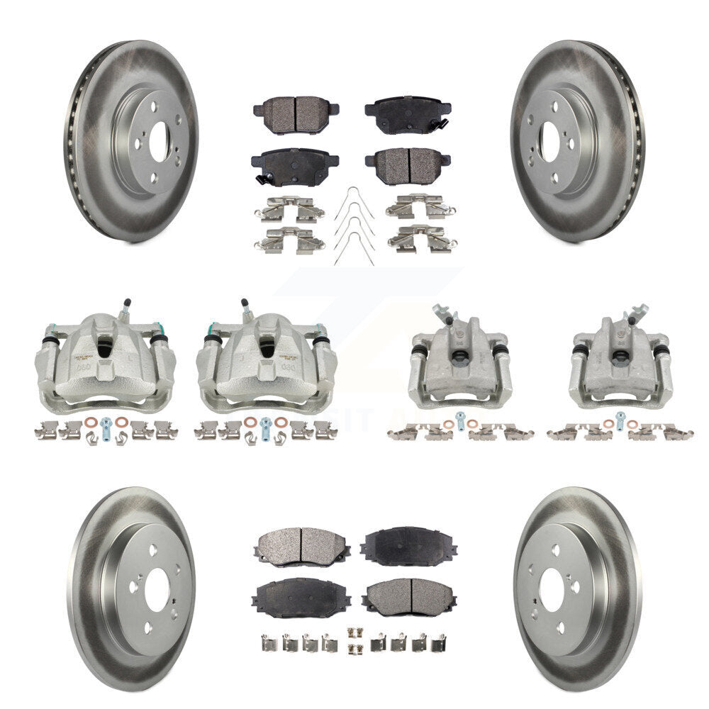 Front Rear Brake Caliper Coat Rotor Semi-Metallic Pad Kit (10Pc) For Toyota Corolla Vibe KCG-100802P