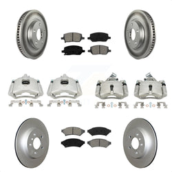Front Rear Disc Brake Caliper Coated Rotors And Semi-Metallic Pads Kit (10Pc) For 2005 Chevrolet Uplander Buick Terraza Saturn Relay FWD KCG-100802S