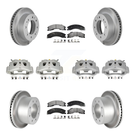 Front Rear Disc Brake Caliper Coat Rotor & Ceramic Pad Kit (10Pc) For GMC Sierra 3500 HD KCG-100802T