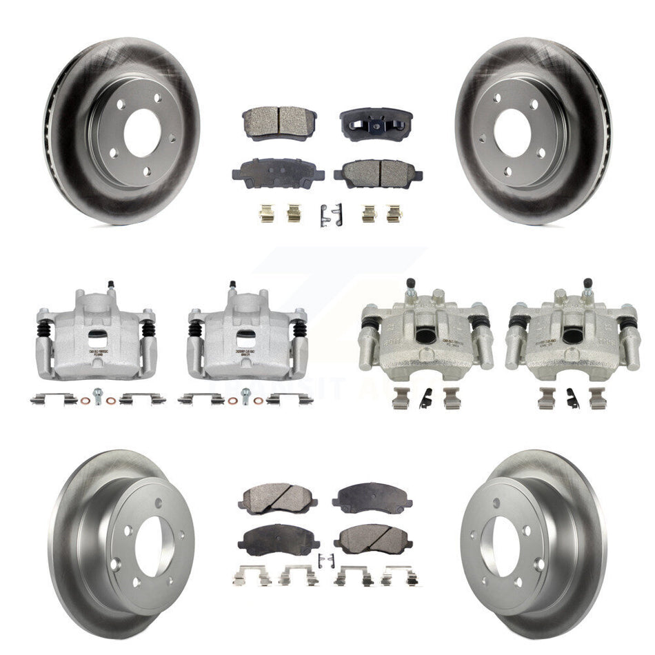 Front Rear Brake Caliper Coat Rotor & Semi-Metallic Pad Kit (10Pc) For Mitsubishi Lancer KCG-100803P