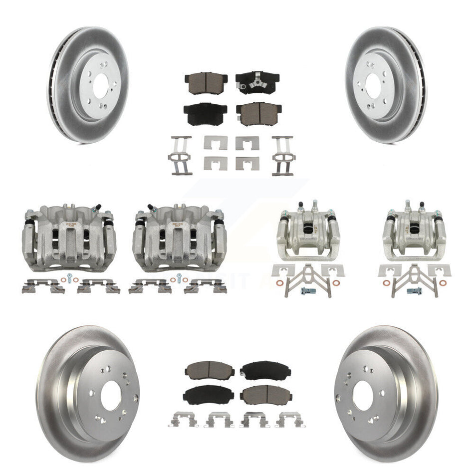 Front Rear Disc Brake Caliper Coat Rotor Ceramic Pad Kit (10Pc) For Honda CR-V Acura RDX KCG-100804C
