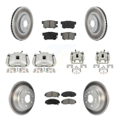 Front Rear Disc Brake Caliper Coated Rotors And Semi-Metallic Pads Kit (10Pc) For 2004-2005 Acura TL Automatic transmission KCG-100804S by Transit Auto