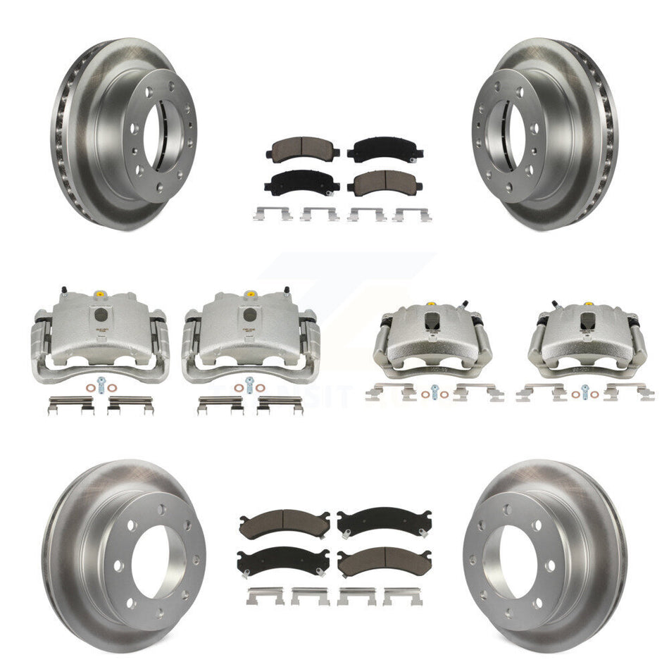 Front Rear Disc Brake Caliper Coated Rotors And Ceramic Pads Kit (10Pc) For Chevrolet Express 2500 GMC Savana KCG-100806C