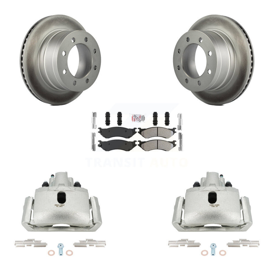 Rear Brake Caliper Coat Rotor Semi-Metallic Pad Kit For Dodge Ram 1500 With 8 Lug Wheels KCG-100806N
