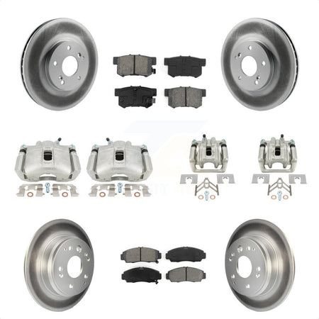 Front Rear Disc Brake Caliper Coated Rotors And Semi-Metallic Pads Kit (10Pc) For Acura TL KCG-100806S by Transit Auto