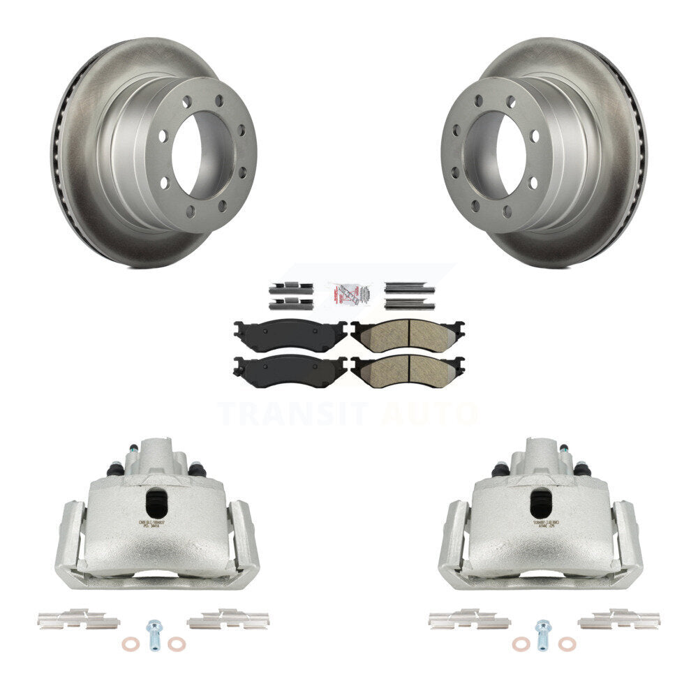 Rear Brake Caliper Coat Rotor Semi-Metallic Pad Kit For Dodge Ram 1500 With 8 Lug Wheels KCG-100807N