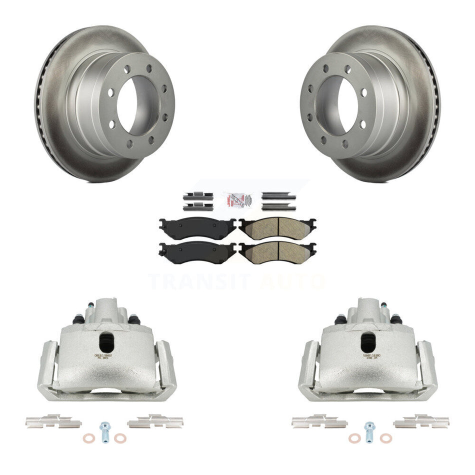 Rear Brake Caliper Coat Rotor Semi-Metallic Pad Kit For Dodge Ram 1500 With 8 Lug Wheels KCG-100807N