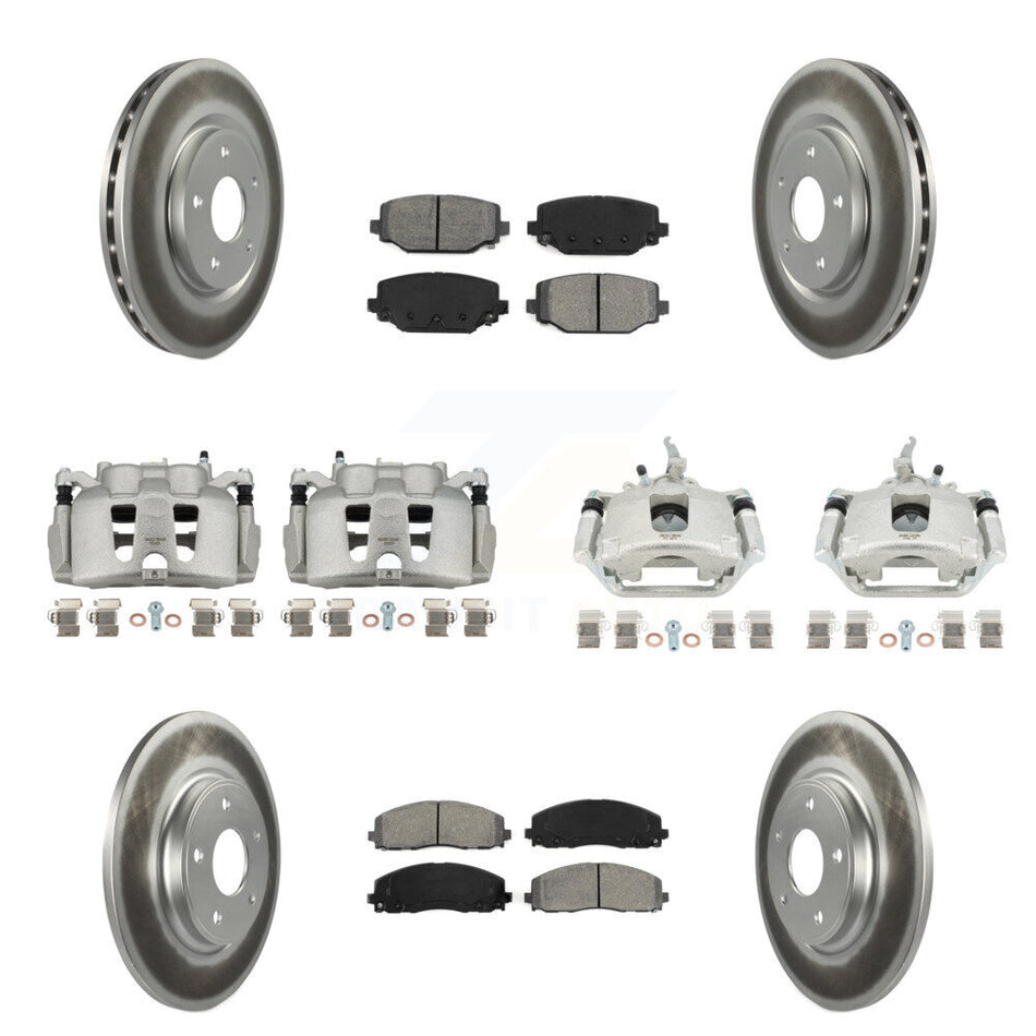 Front Rear Brake Caliper Coat Rotor Semi-Metallic Pad Kit (10Pc) For 14-20 Dodge Journey KCG-100807S