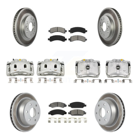 Front Rear Brake Caliper Coat Rotor & Semi-Metallic Pad Kit (10Pc) For Chevrolet Express KCG-100808S