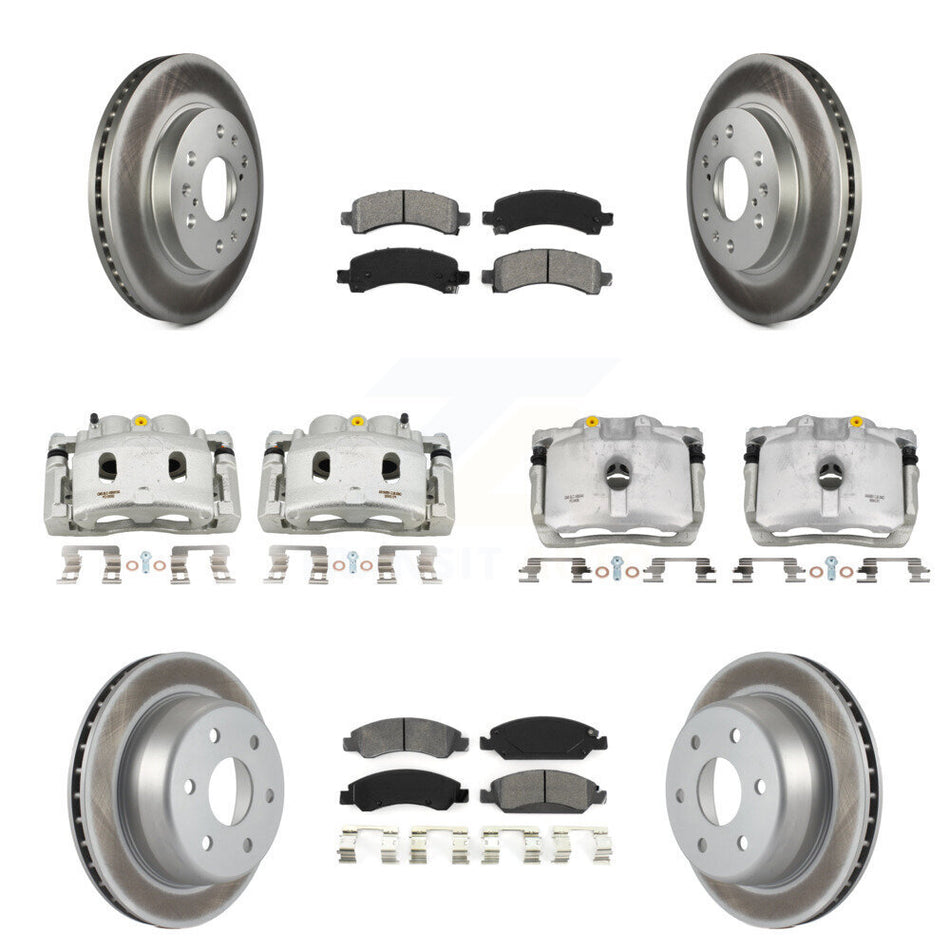 Front Rear Brake Caliper Coat Rotor & Semi-Metallic Pad Kit (10Pc) For Chevrolet Express KCG-100808S
