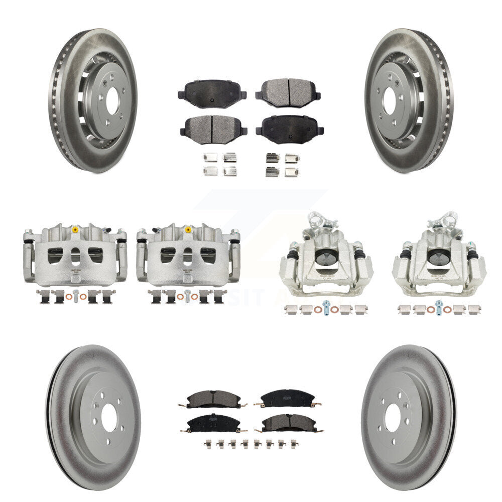 Front Rear Disc Brake Caliper Coat Rotor And Ceramic Pad Kit (10Pc) For 2016 Lincoln MKS KCG-100808T