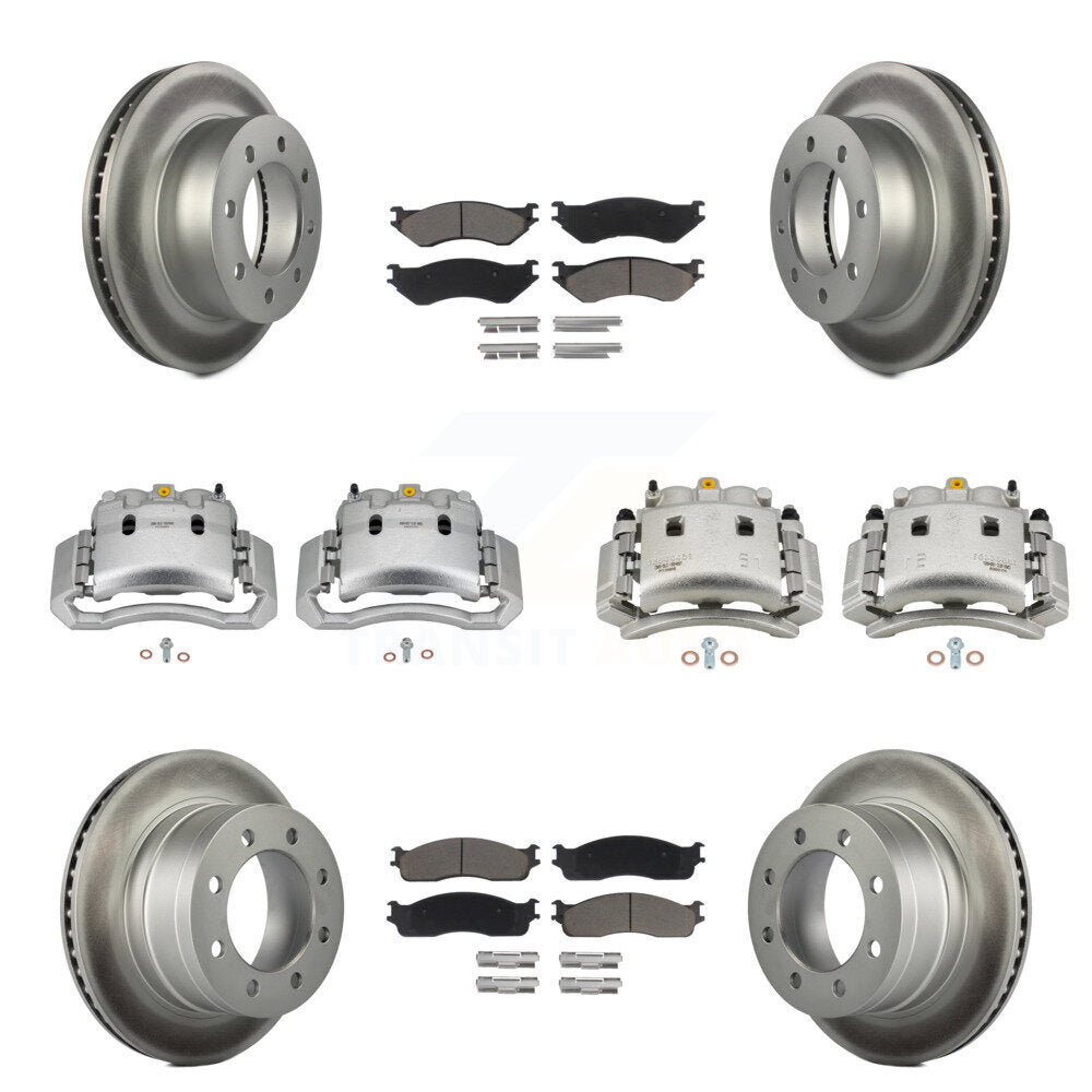 Front Rear Disc Brake Caliper Coated Rotor And Ceramic Pad Kit (10Pc) For Dodge Ram 3500 KCG-100809C